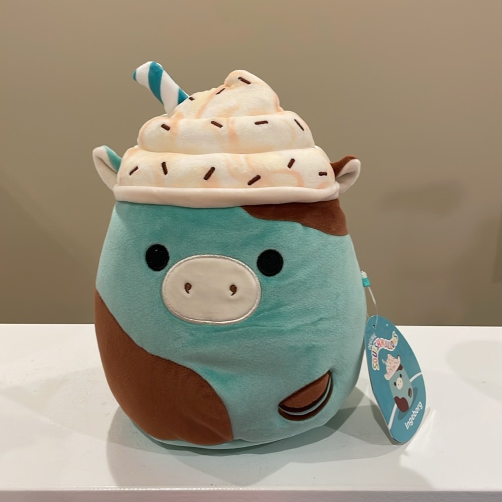 NWT 8” Ingeborg the Mint Chocolate Milkshake Cow Squishmallow -Crossover SquadS2